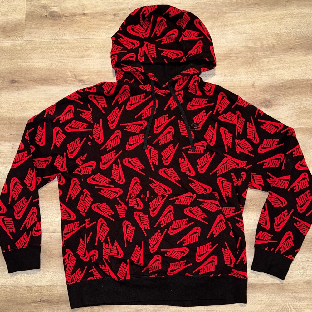 Nike Black and Red Graphic Hoodie